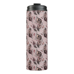 Peacock feather pattern thermal tumbler