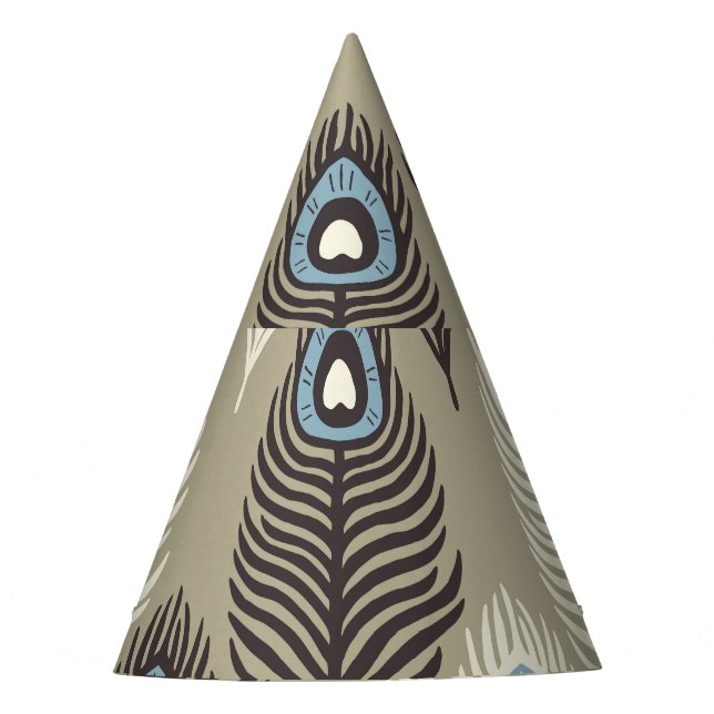 Peacock feather pattern, vintage style. party hat (Front)