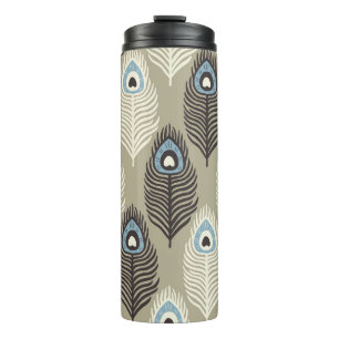 Peacock feather pattern, vintage style. thermal tumbler