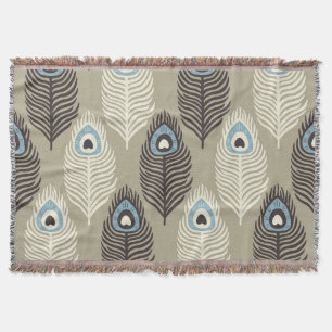 Peacock feather pattern, vintage style. throw blanket