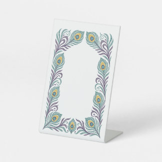 Peacock Feather Pedestal Sign for Wedding or Event