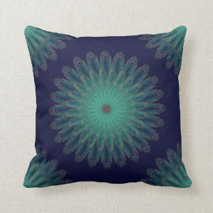 Peacock feather pillow