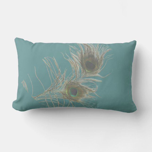 Peacock Feather Pillow (Front)