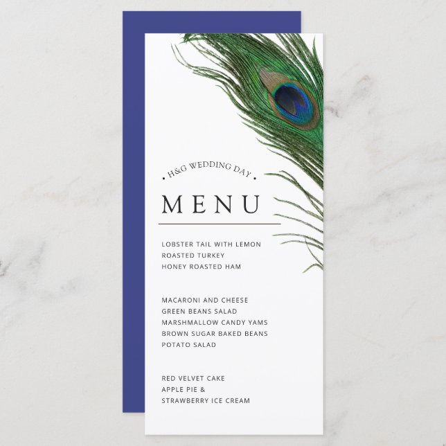 Peacock Feather Poise | Dinner Menu (Front/Back)