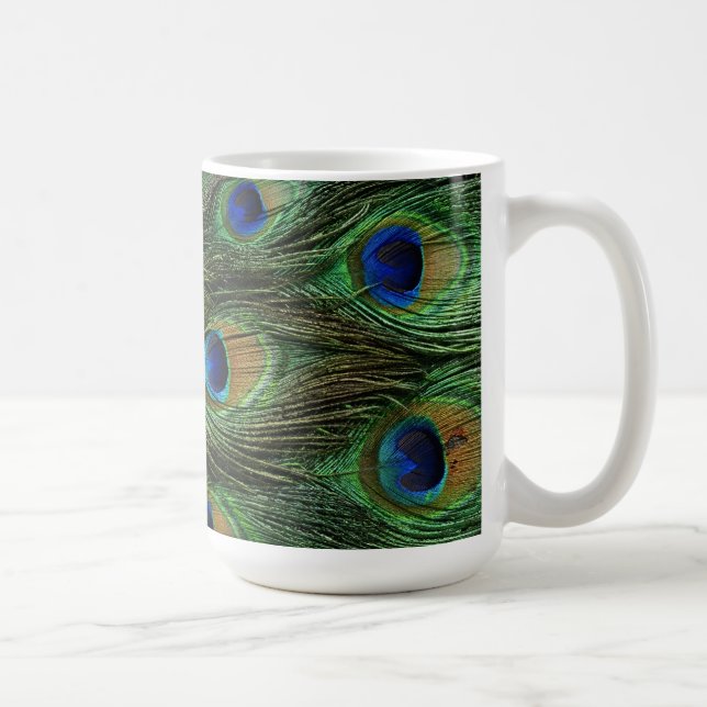 Peacock Feather Print Coffee Mug (Right)