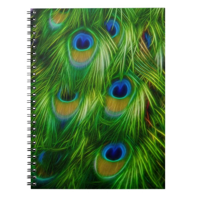 Peacock Feather Print Spiral Notebook (Front)