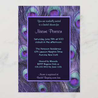Peacock Feather Purple Drama - Bridal Shower Invitation