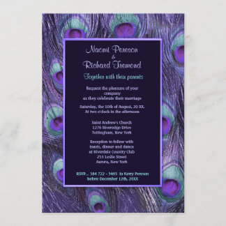 Peacock Feather Purple Drama - Wedding Invitation