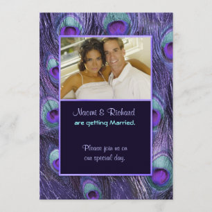 Peacock Feather Purple - Photo Wedding Invitation