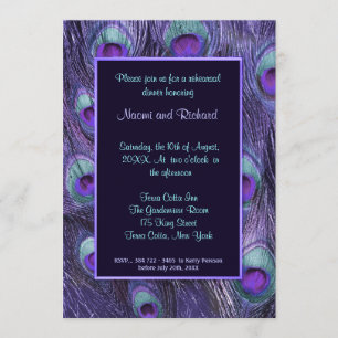 Peacock Feather Purple Rehearsal Dinner Invitation