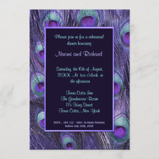 Peacock Feather Purple Rehearsal Dinner Invitation