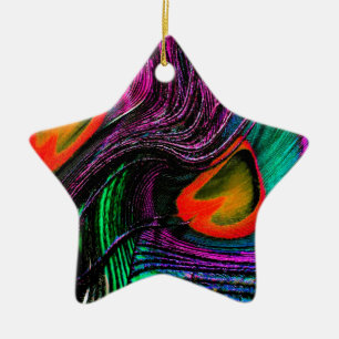 Peacock feather rainbow ceramic tree decoration