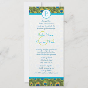 Peacock Feather Swirls Wedding Invitation