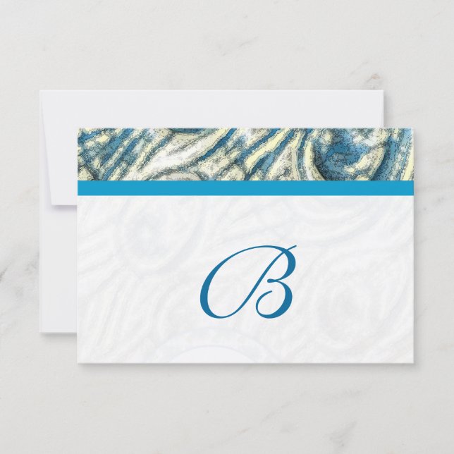 Peacock Feather Swirls Wedding RSVP Card (Front)