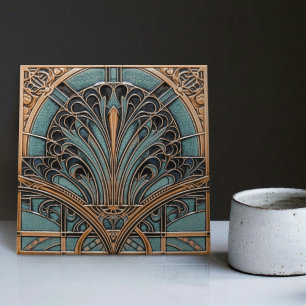 Peacock Feather Symbolism Belle Epoque Art Deco Tile