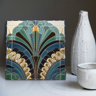Peacock Feather Symbolism Belle Epoque Art Deco Tile