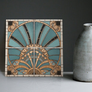 Peacock Feather Symbolism Belle Epoque Art Deco Tile