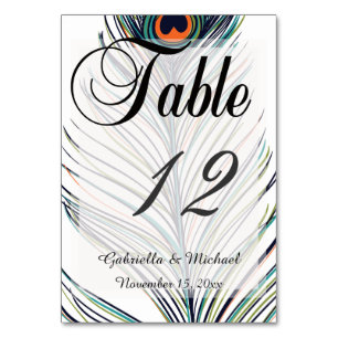 Peacock Feather Table Number