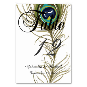 Peacock Feather Table Number
