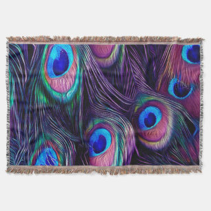 Peacock Feather Throw Blanket