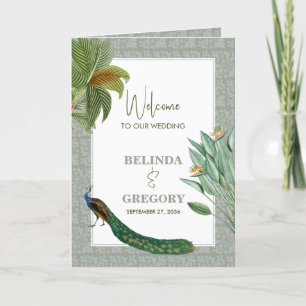 Peacock Feather Tropical Wedding Order of Service Programme