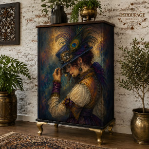 Peacock Feather Victorian Lady Decoupage Tissue Paper