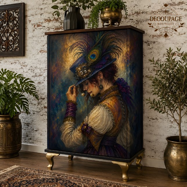 Peacock Feather Victorian Lady Decoupage Tissue Paper (Peacock Feather Victorian Lady Decoupage Tissue Paper)