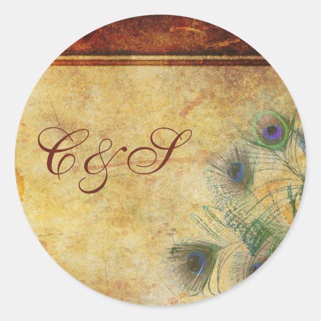 Peacock Feather Wedding Favour Stickers (Front)