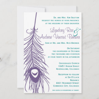 Peacock Feather Wedding Invitation