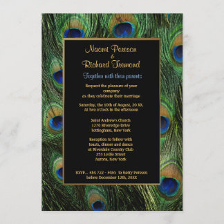 Peacock Feather Wedding Invitation