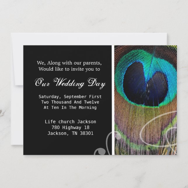 Peacock Feather Wedding Invites (Front)