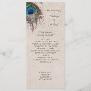 Peacock Feather Wedding Program Programme