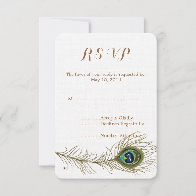 Peacock Feather Wedding RSVP (Front)