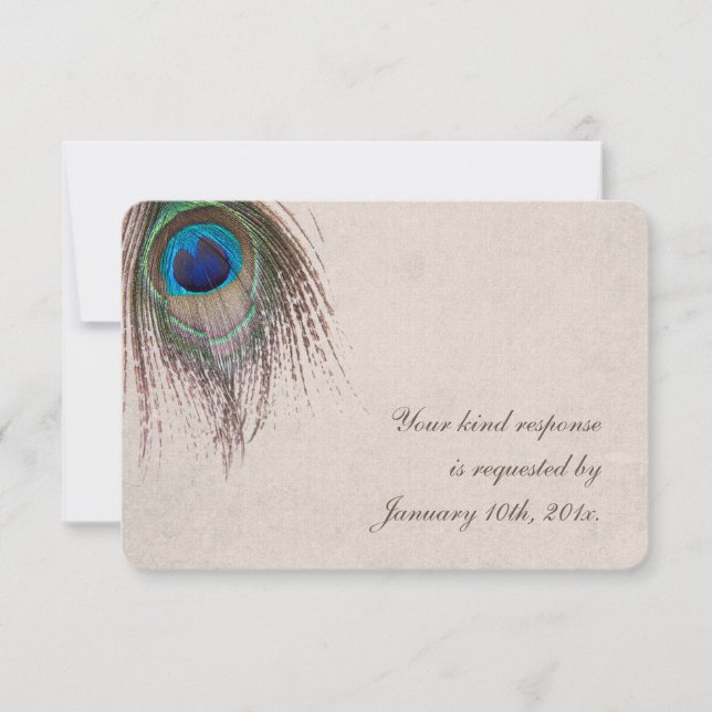 Peacock Feather Wedding RSVP (Front)