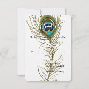 Peacock Feather Wedding RSVP Card