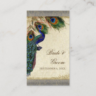 Peacock & Feather Wedding Table Seating Escort Place Card