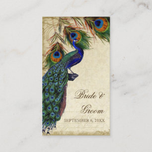 Peacock & Feather Wedding Table Seating Escort Place Card