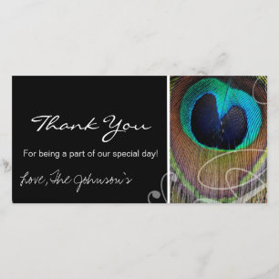 Peacock Feather Wedding Thank You Photo Cards