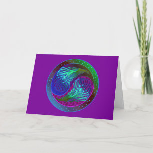Peacock Feather Yin Yang 5 Card