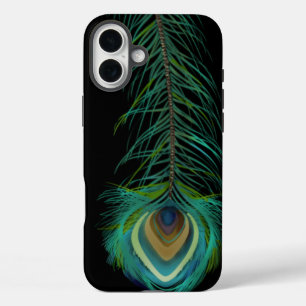 Peacock Feather You Choose Background Colour iPhone 16 Plus Case