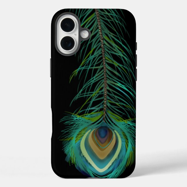 Peacock Feather You Choose Background Colour Case-Mate iPhone Case (Back)