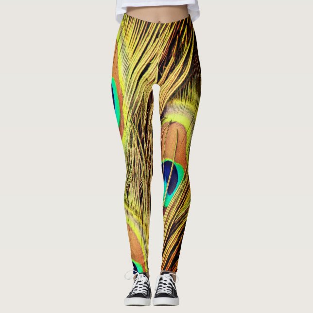 Peacock Feathers 2 Leggings (Front)