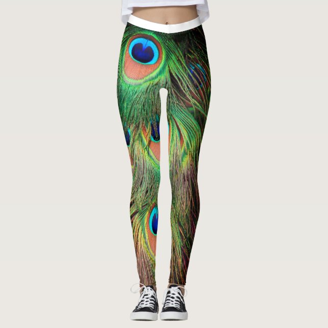 Peacock Feathers 3 Leggings (Front)