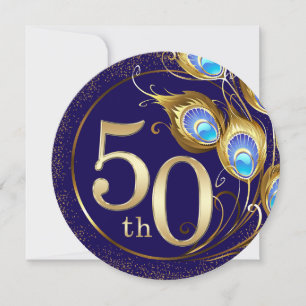 Peacock Feathers 50th Diamond Wedding Anniversary Invitation