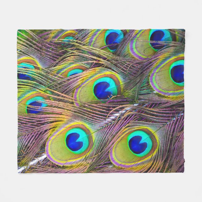 Peacock Feathers 5 Fleece Blanket (Front (Horizontal))