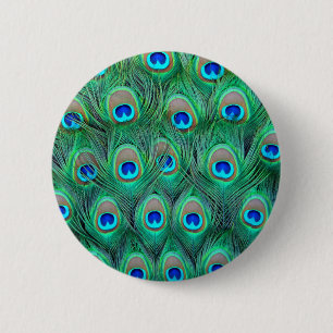 Peacock Feathers 6 Cm Round Badge