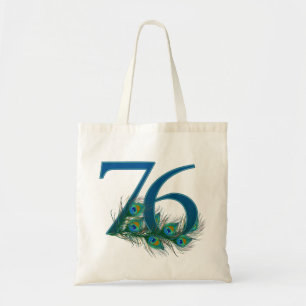 Peacock Feathers 76 Birthday Anniversary Milestone Tote Bag