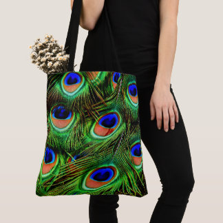 Peacock Feathers 7A-B All-Over-Print Tote Bag