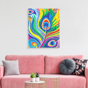 Peacock Feathers Abstract Art Canvas Print