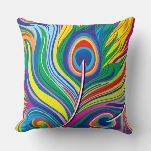Peacock Feathers Abstract Art Cushion